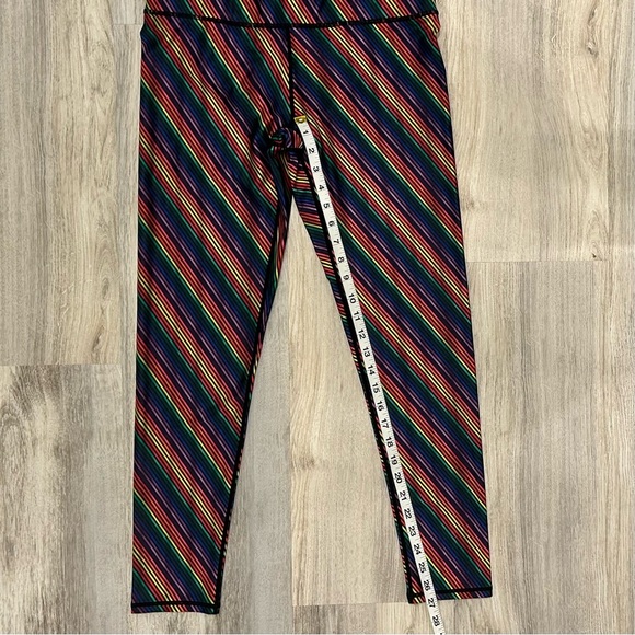 Terez Athletic Leggings Pants Activewear Rainbow Diagonal Stripe Size L - Picture 4 of 7